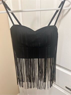 Forever 21 Black Fringe Bralette Top